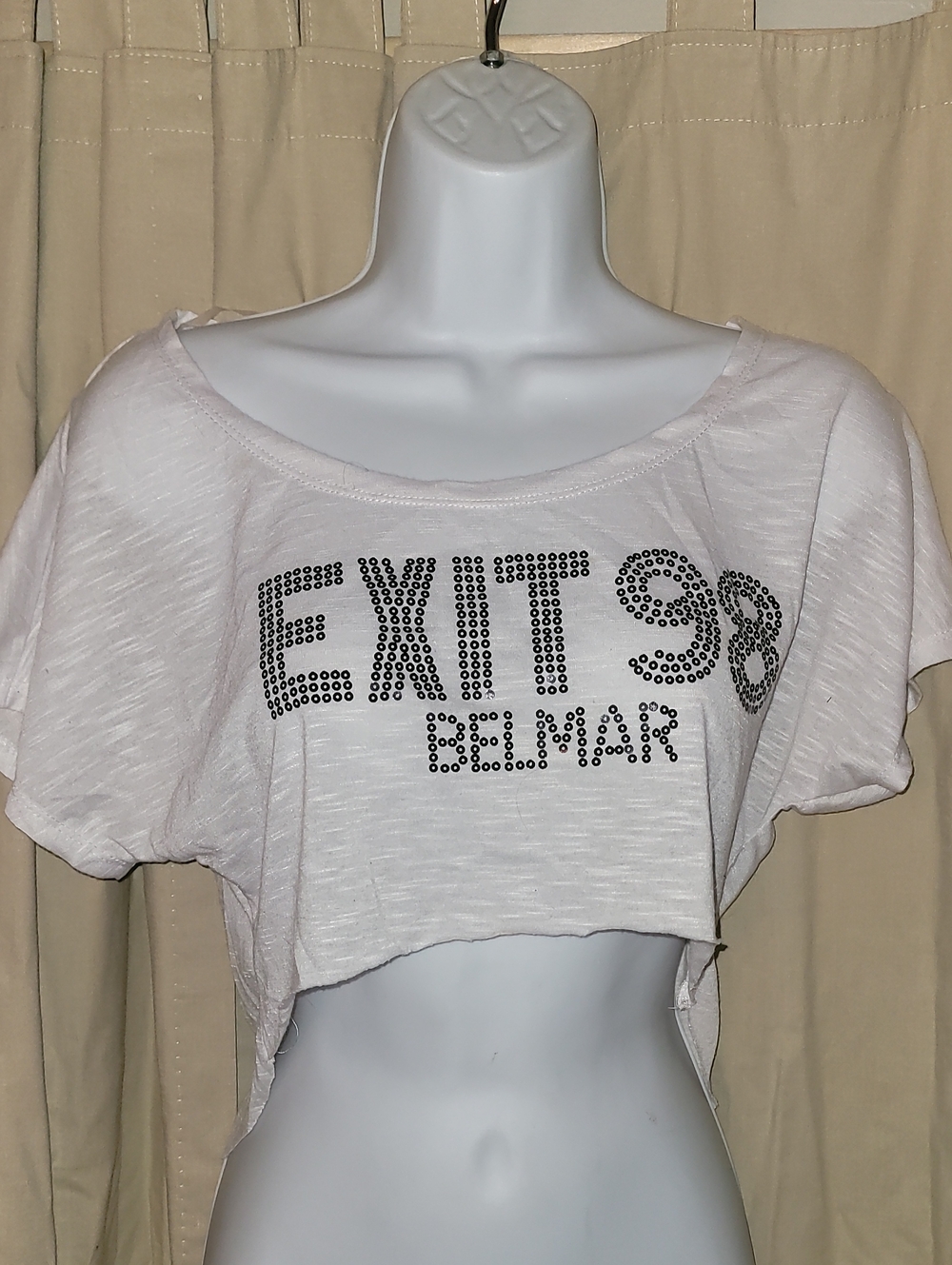 White Studded 'EXIT 98' BELMAR, NJ Jersey Shore Cropped Tee